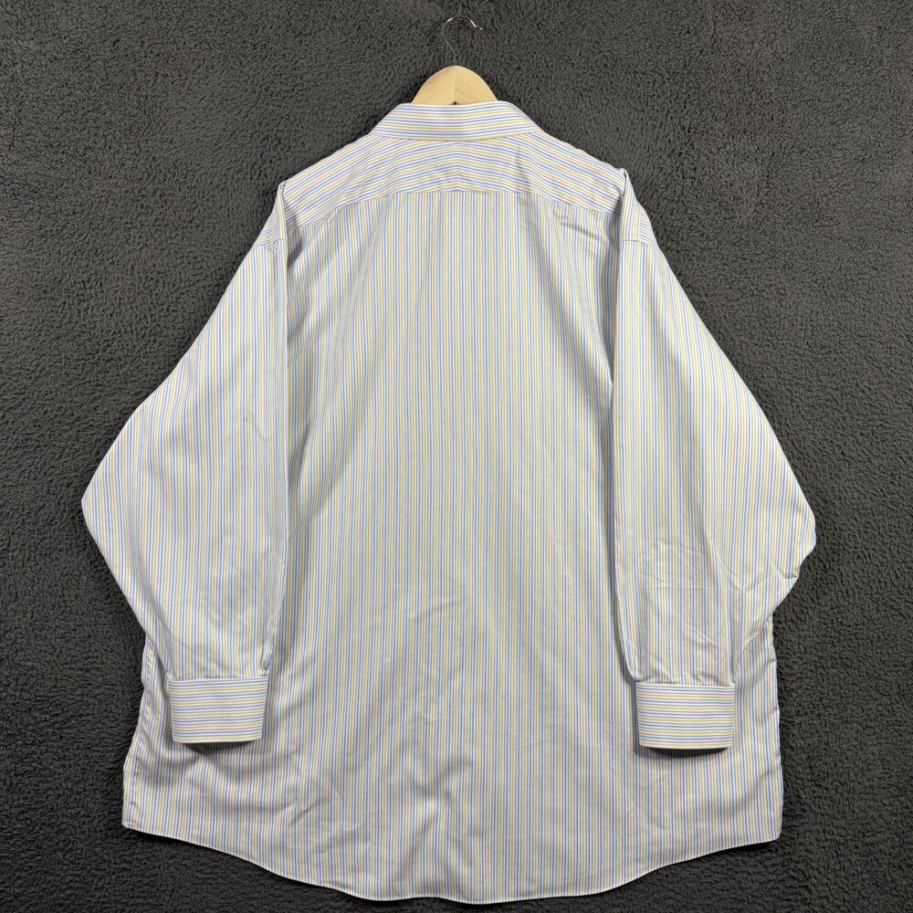 Brooks Brothers Shirt Mens 20 36 Blue Yellow Stripe Button Up Long Sleeve Preppy - Picture 6 of 10